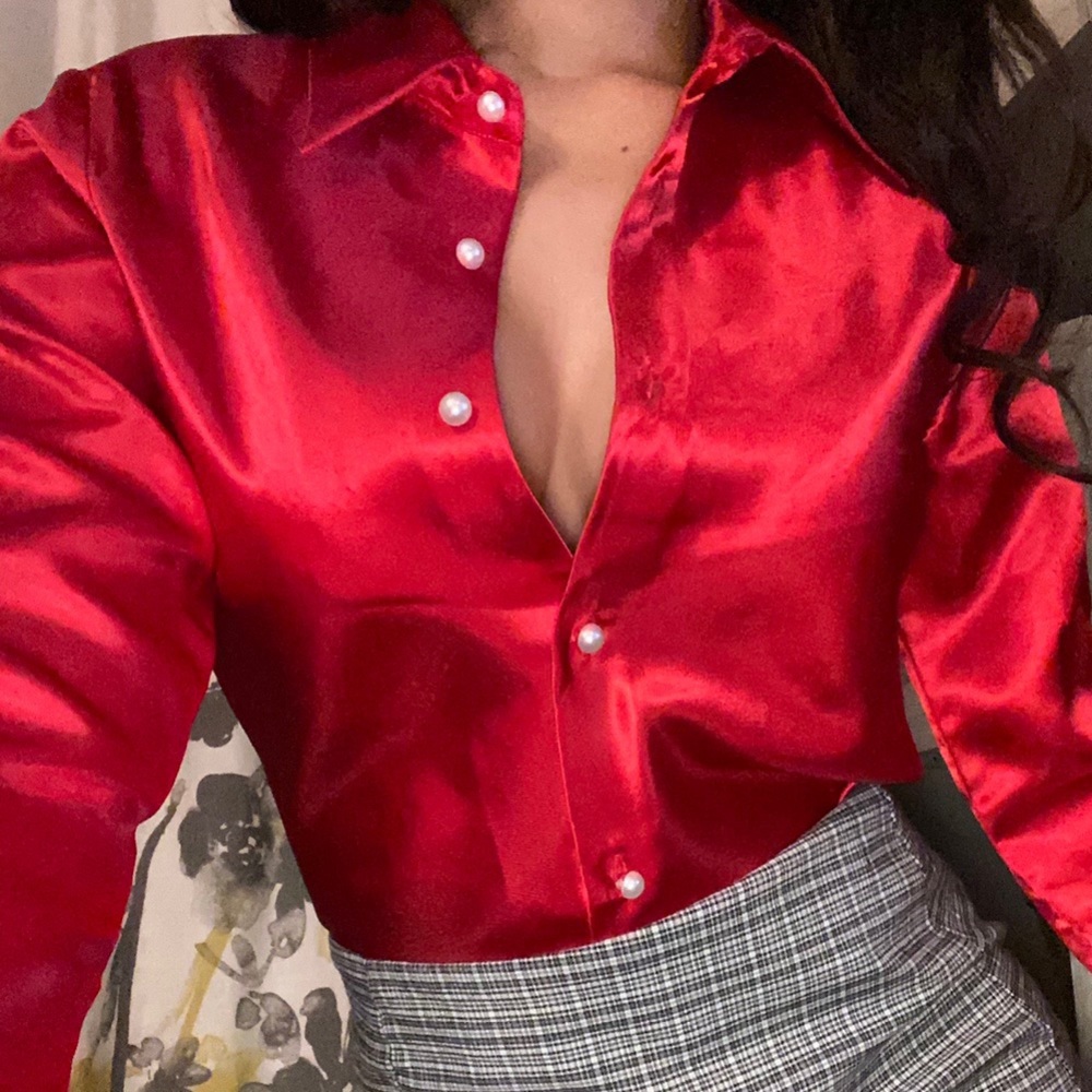 Silky button down shirt